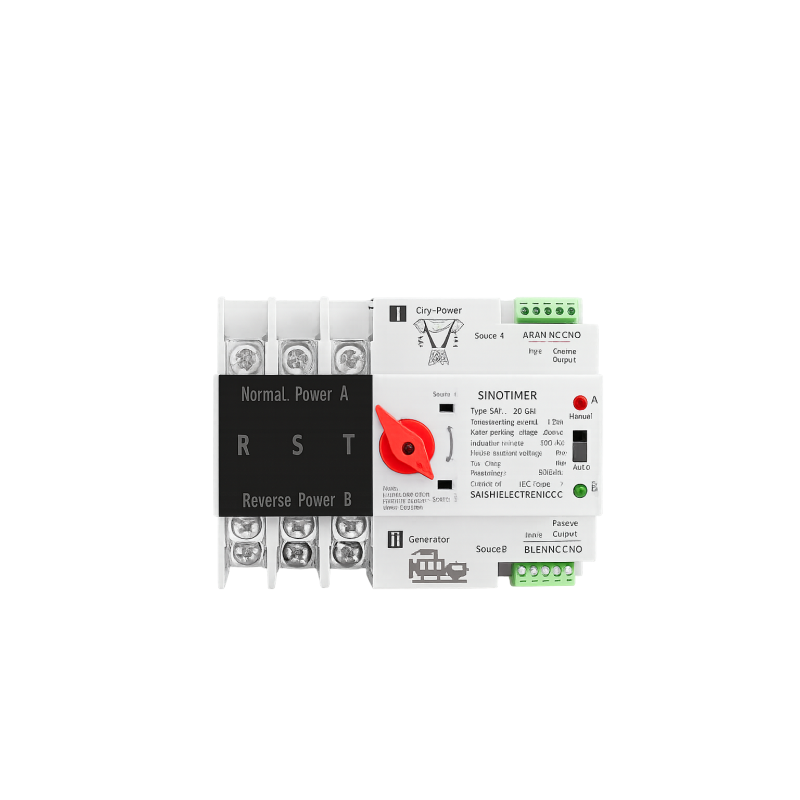 Comutator de transfer automat 3P 3 faze cu șină Din ATS cu alimentare dublă, SINOTIMER, comutator selector electric, 125A